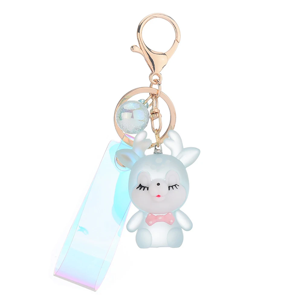 Women Deer Acrylic Led Elk Keychain Flashlight Keychain Car Keyring Key Lanyard