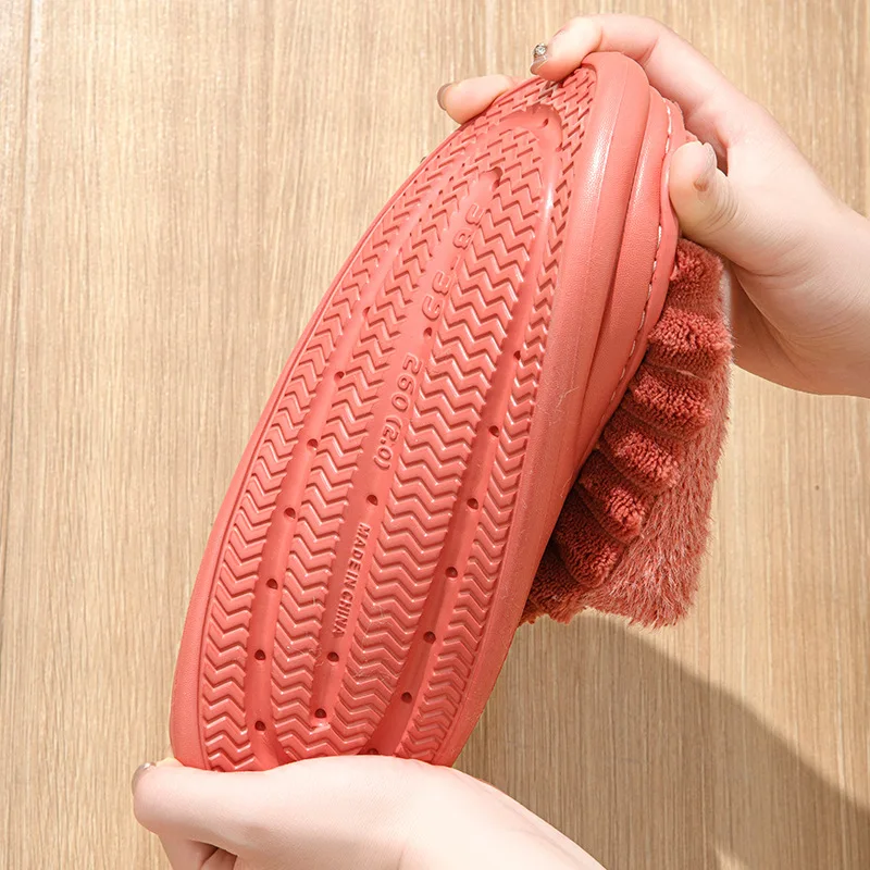 EVA Soft Sole Fluffy Slippers Women Winter Thick Warm Fur Anti-Slip Comfortable In Door Fashion image 3