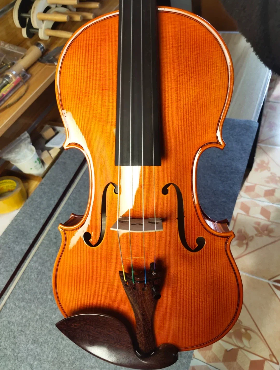 profession 40 years European spruce High-end 4/4 Violin wine red yellow Stradivari playing level violino brazilian bow