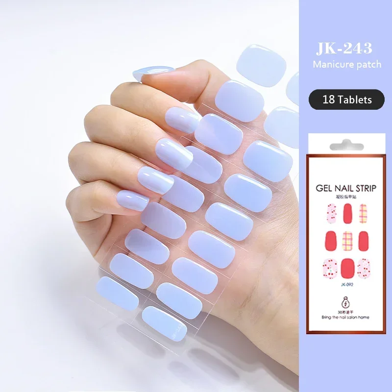 24 Tips Ice Through The Cat  Eye Aurora Wear Nail UV Semi-baked Semi-cured Gel Nail Stickers Purple Full Cover UV Lamp Need