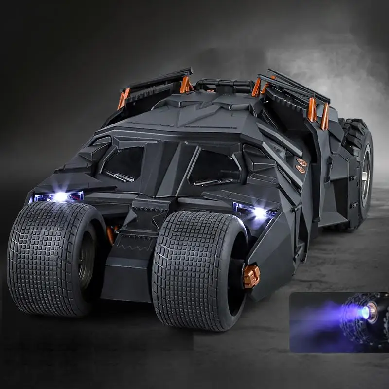 1:18 Batmobile Tumbler Alloy Metal Car Diecast Toy Vehicle Car Model Sound & Light Slide Spray Truck Toys For Kids Birthday Gift