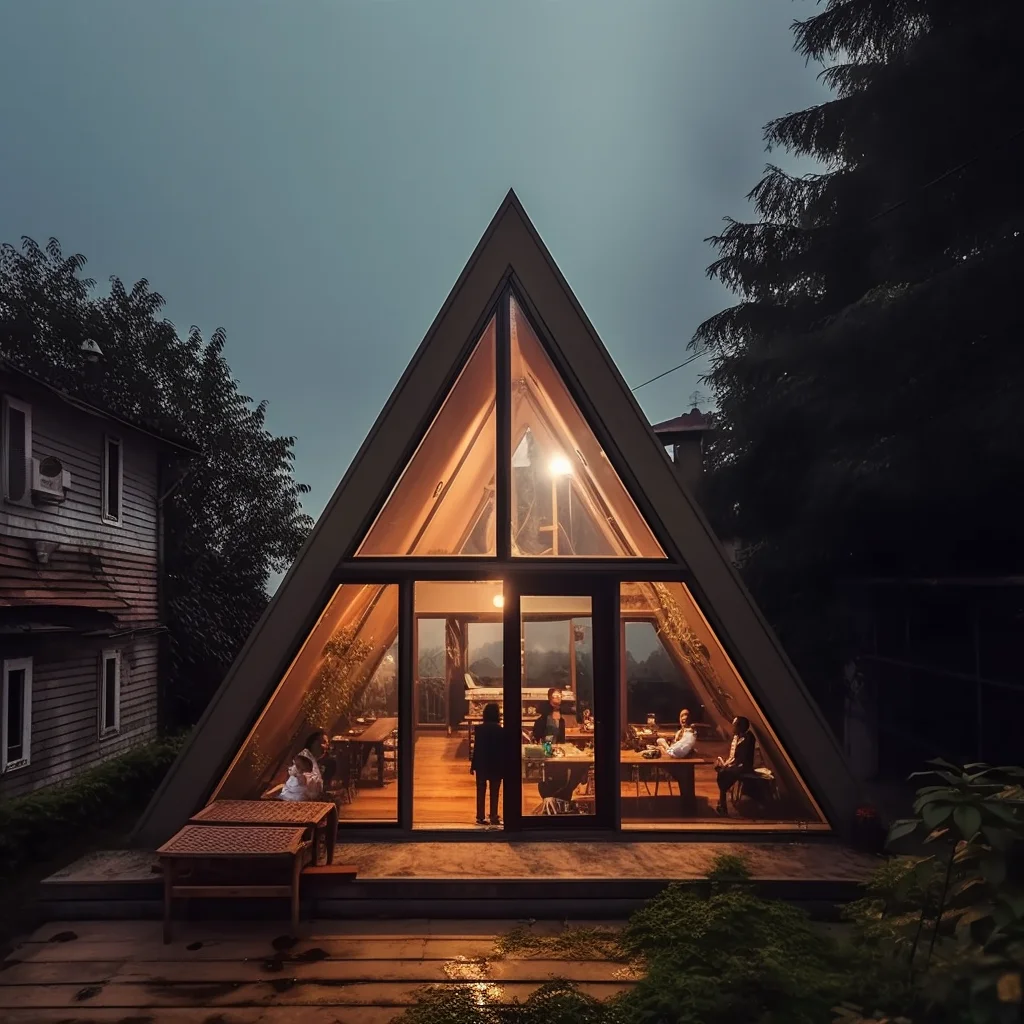 Anticorrosive Customized Triangle Cabin Wooden Prefabricated 2 Storey With Loft Eco-Friendly B&B Villa