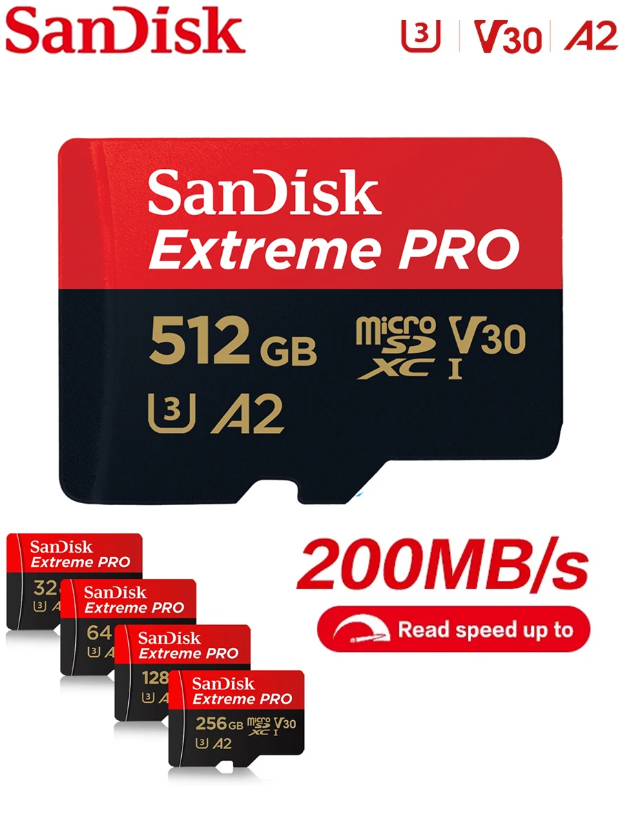 SanDisk Micro TF SD-Karte Top-Qualität 256GB 512GB SD-Karte UHS-I U3 V30 2026 Neu 32GB 128GB 64GB Micro-Karte Bestseller Hochgeschwindigkeit