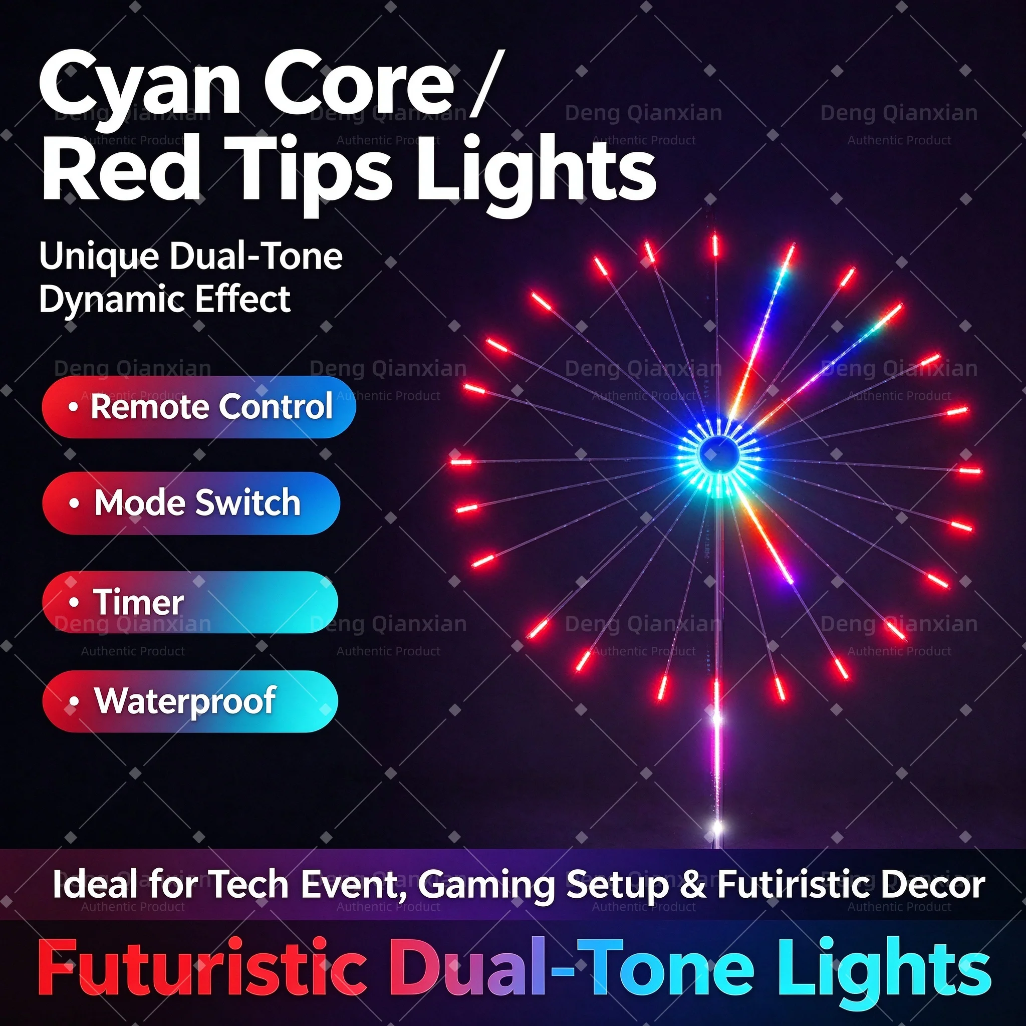 New Year 2026 Firework String Lights, RGB Programmable Sound Sync, Waterproof APP Control Outdoor Garden Holiday Decor