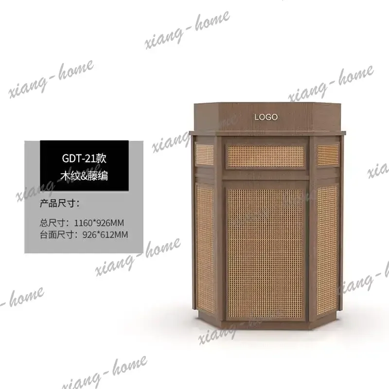 PG Welcome desk Reception desk, simple modern restaurant checkout page Hexagonal rattan stainless steel checkout page