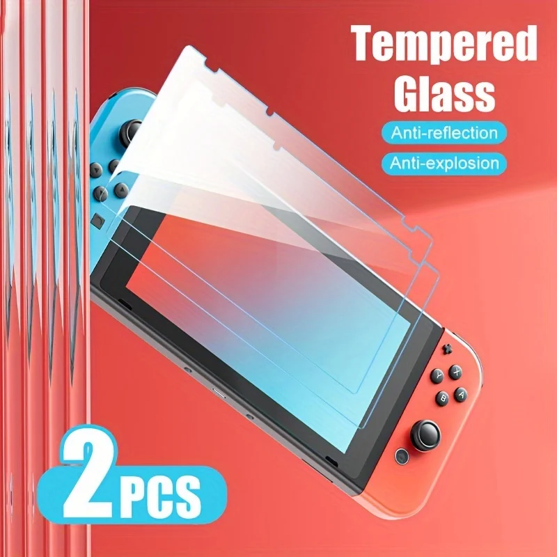 2Pcs Tempered Glass For Nintendo Switch Oled Lite Game Machine Phone Screen Protector NS Protective Film Full Cover