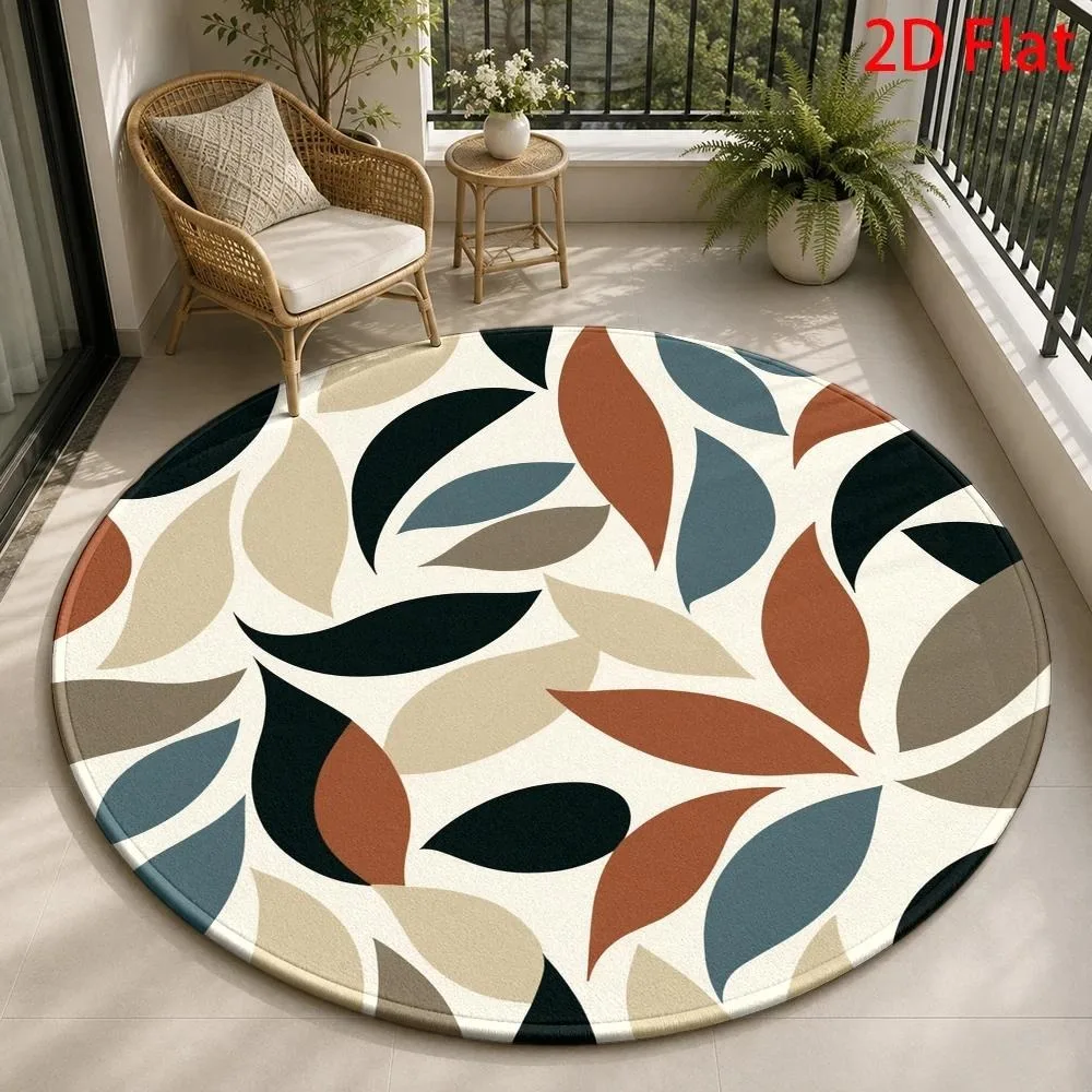 Soft Pastel Moroccan Style Round Rug,Antique Light Green Yellow Medallion Printed Circular Floor Mat,Living Room Balcony Decor