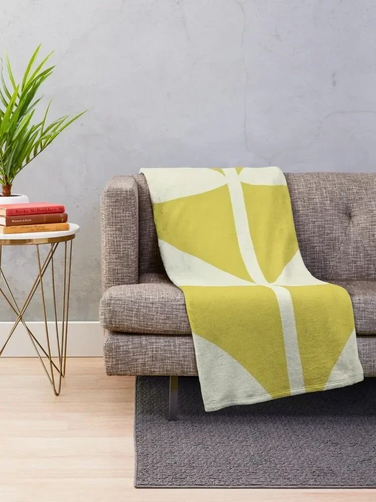 Orla Kiely Multi Stem Dark Yellow Throw Blanket Sofa Quilt Camping Moving Blankets