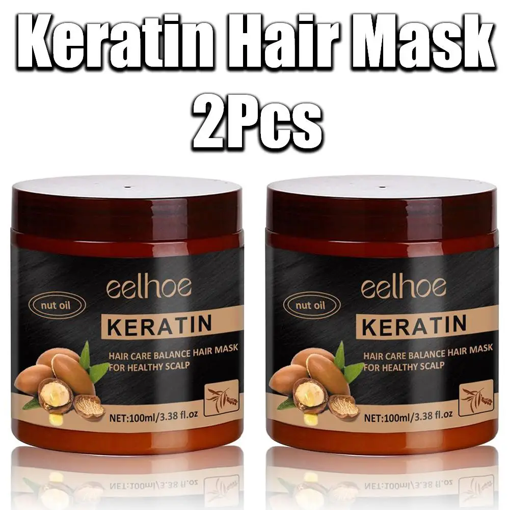 

2Pcs Keratin Hair Mask Deep Conditioner 2024 Limited Edition Repair Treatment for Thick Dry Damaged Color Treated Curly Hair