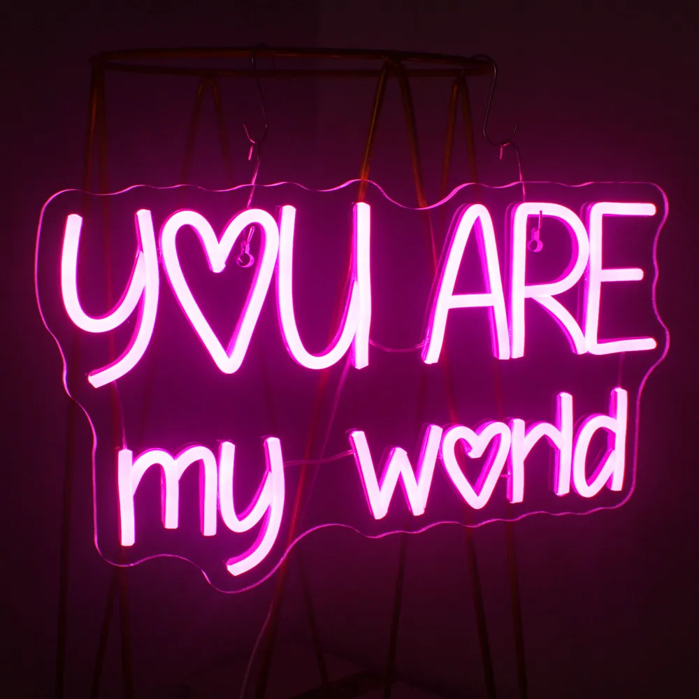 You Are My World Neon Light LED Sign Wedding Neon Light Sign USB Powered Suitable for Wedding Party Home Decor Engagement Party