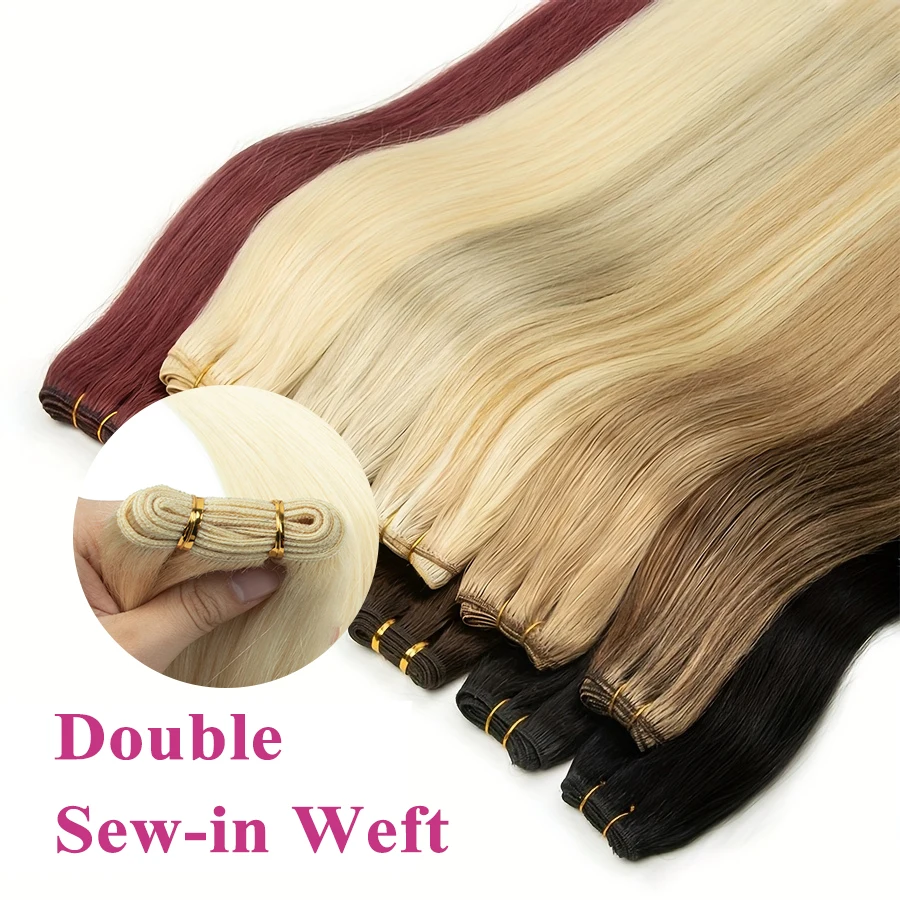 MRS HAIR Human Hair Bundles Natural Straight Sew-in Double Weft Hair Bundles 50g/pack MachineRemy Natural Straight Bundle Deals