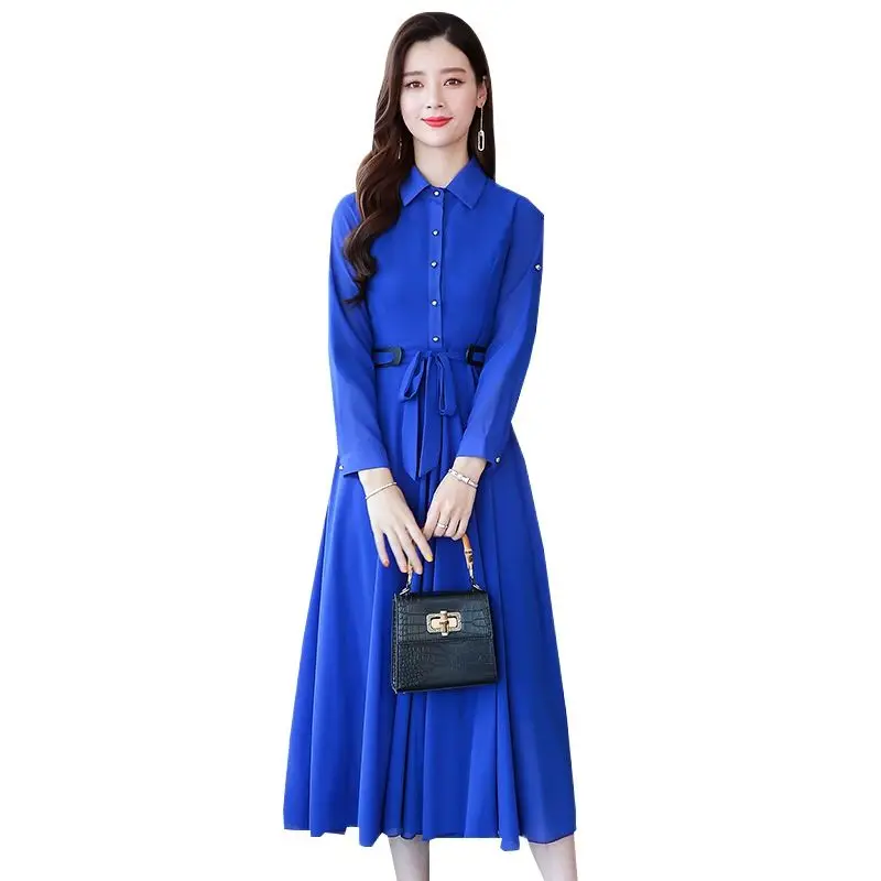

Women's Noble Long-Sleeved Chiffon Dress, Temperament Waist, Popular, Spring and Autumn, 2023