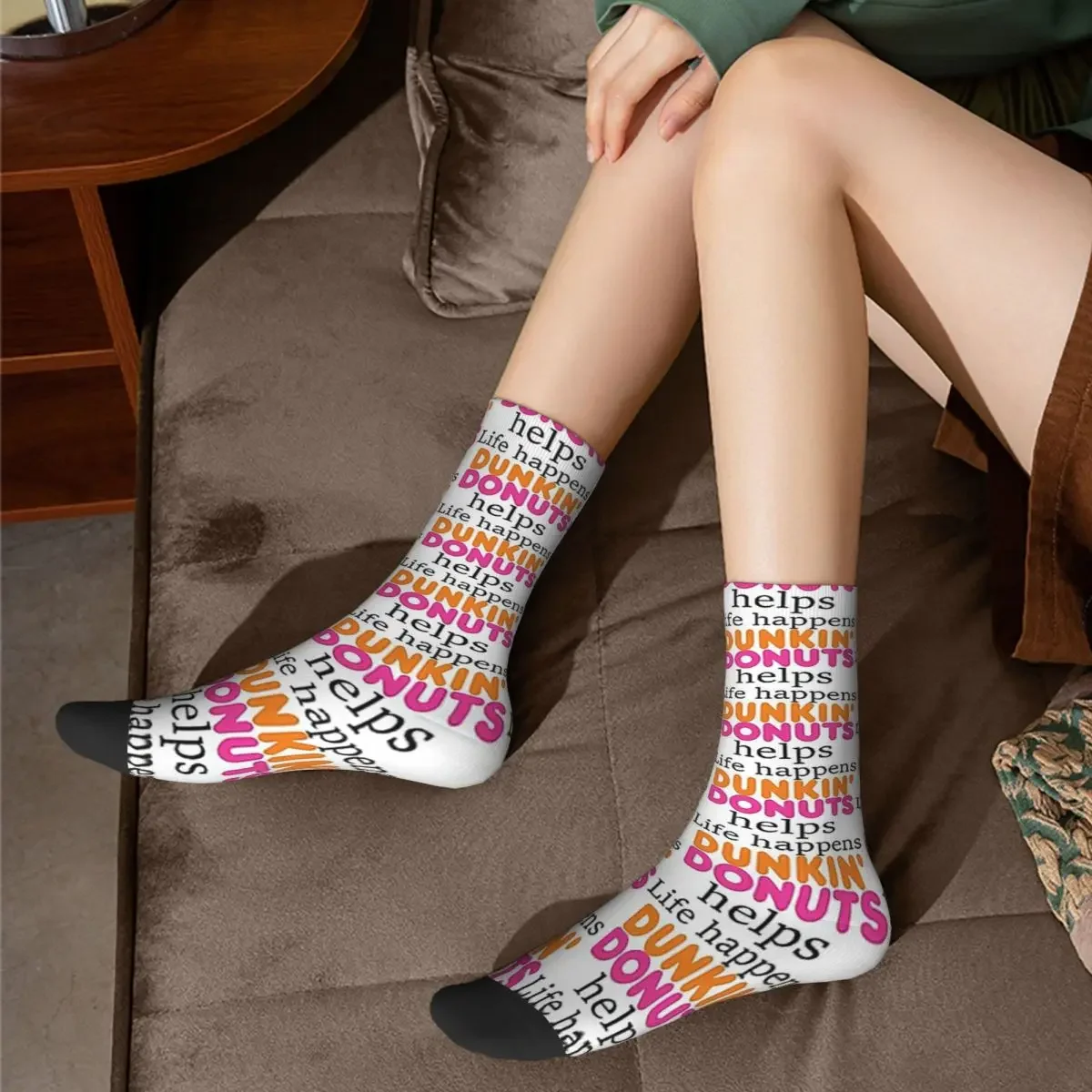 La vida pasa. Dunkin-Calcetines DE AYUDA DE Donuts para hombre y mujer, medias largas de alta calidad Harajuku, accesorios para todas las estaciones, regalos