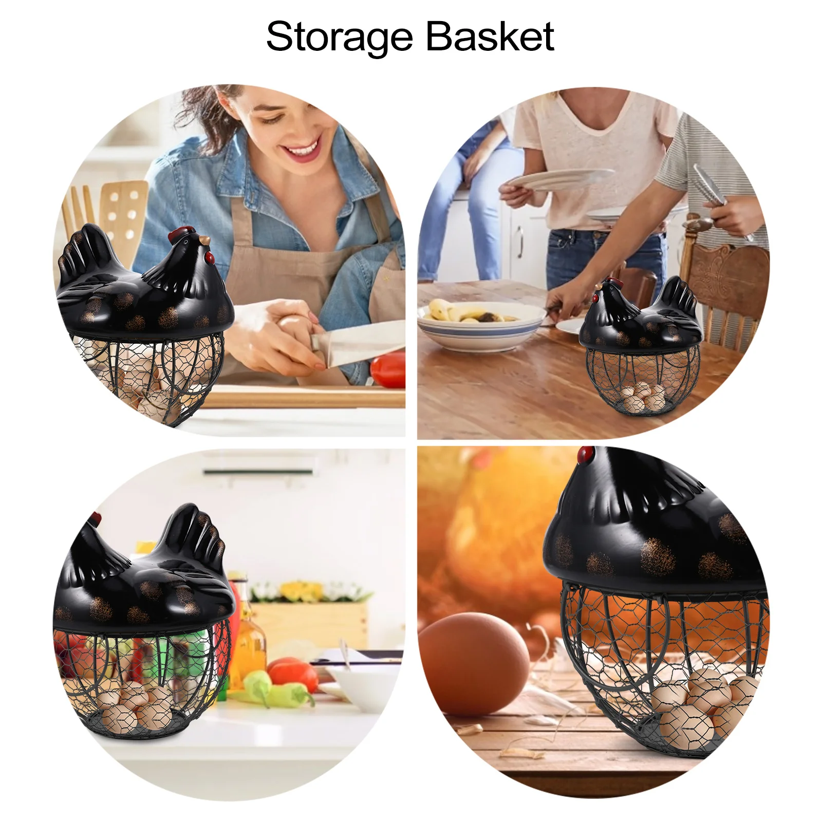 

Storage Bin with Lid Fruit Basket Hanging Produce for Kitchen Metal Vegetable Baskets