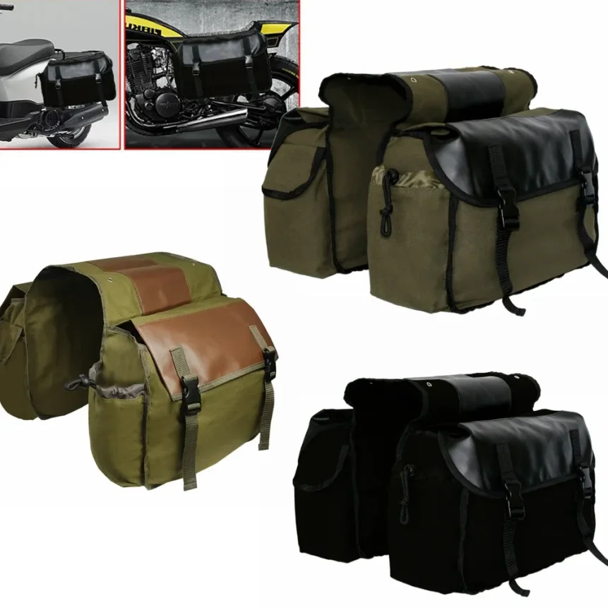 Motorcycle Saddlebag Luggage Bags Waterproof Canvas Storage Bag For Honda Shadow For Suzuki DR 650