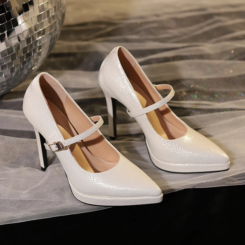 أحذية امرأة ماري جينس 2025 منصة مضخات الترا عالية الكعب الخنجر فستان مضخات مثير المرأة حذاء الحفلات حزام واحد أحذية الزفاف #3