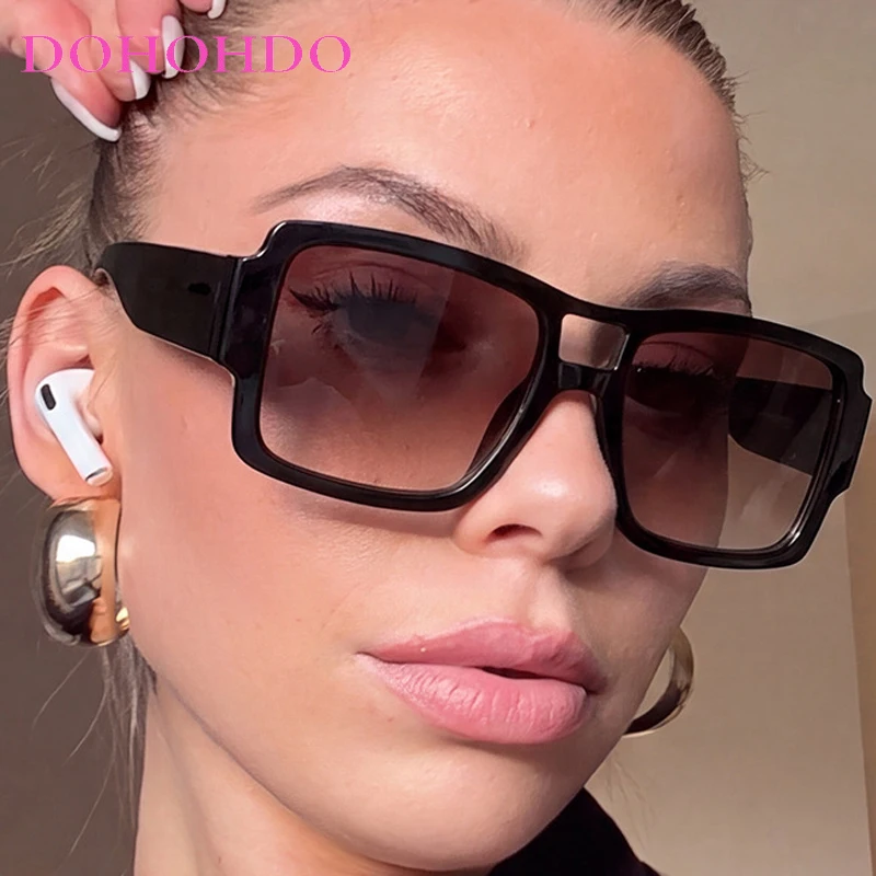 Trendige Vintage Übergroße Quadratische Piloten-Sonnenbrille für Damen Markendesigner-Brillen Street-Fotografie Fahrbrillen für Frauen Очки UV400