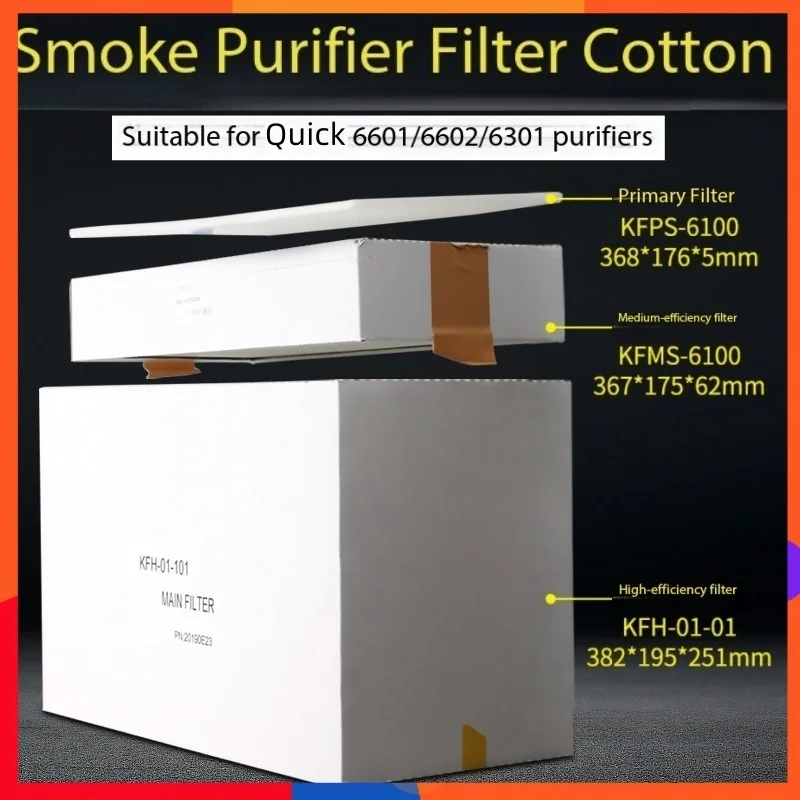 

Three-layer Filter Cotton for Quick 6601/6602/6301 99% Purification Multi-stage Smoke/PM2.5/Benzene Filter Tool-Free Replacement
