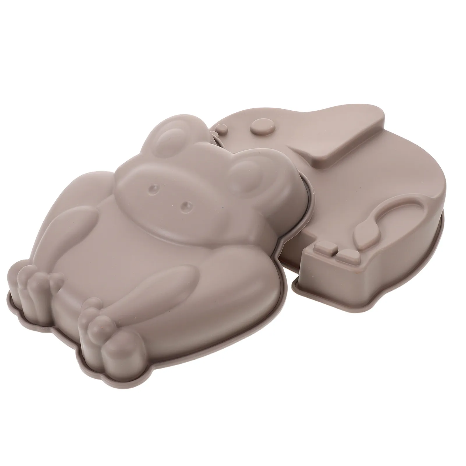 2Pcs Silicone Bakeware Non Stick Animal Cake Molds Elephant Frog Shape for Baking Chocolate Fondant Biscuit Cookie Decorating