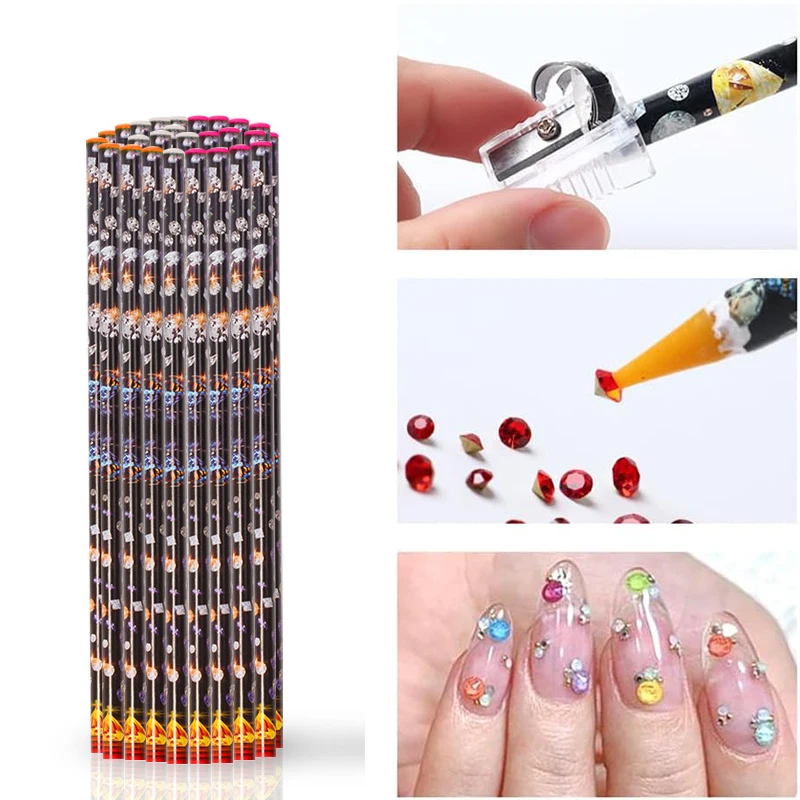 

30 шт. восковой карандаш для алмазной живописи, самоклеящийся инструмент для сбора страз, точечная дрель, восковая ручка, декор для дизайна ногтей