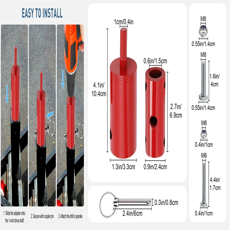

Jack Drill Adapter Tool Fit 1 Inch Handle Stud Heavy Duty Steel Jack Rod Attachment For Dump Flatbed Livestock Trailers