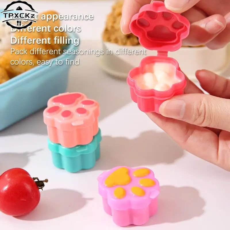 Lunch Bento Soy Sauce Box Container Cute Design Flower Paw Plastic Condiment Dispenser Mini Salad Tomato Sauce Dressing Bottle