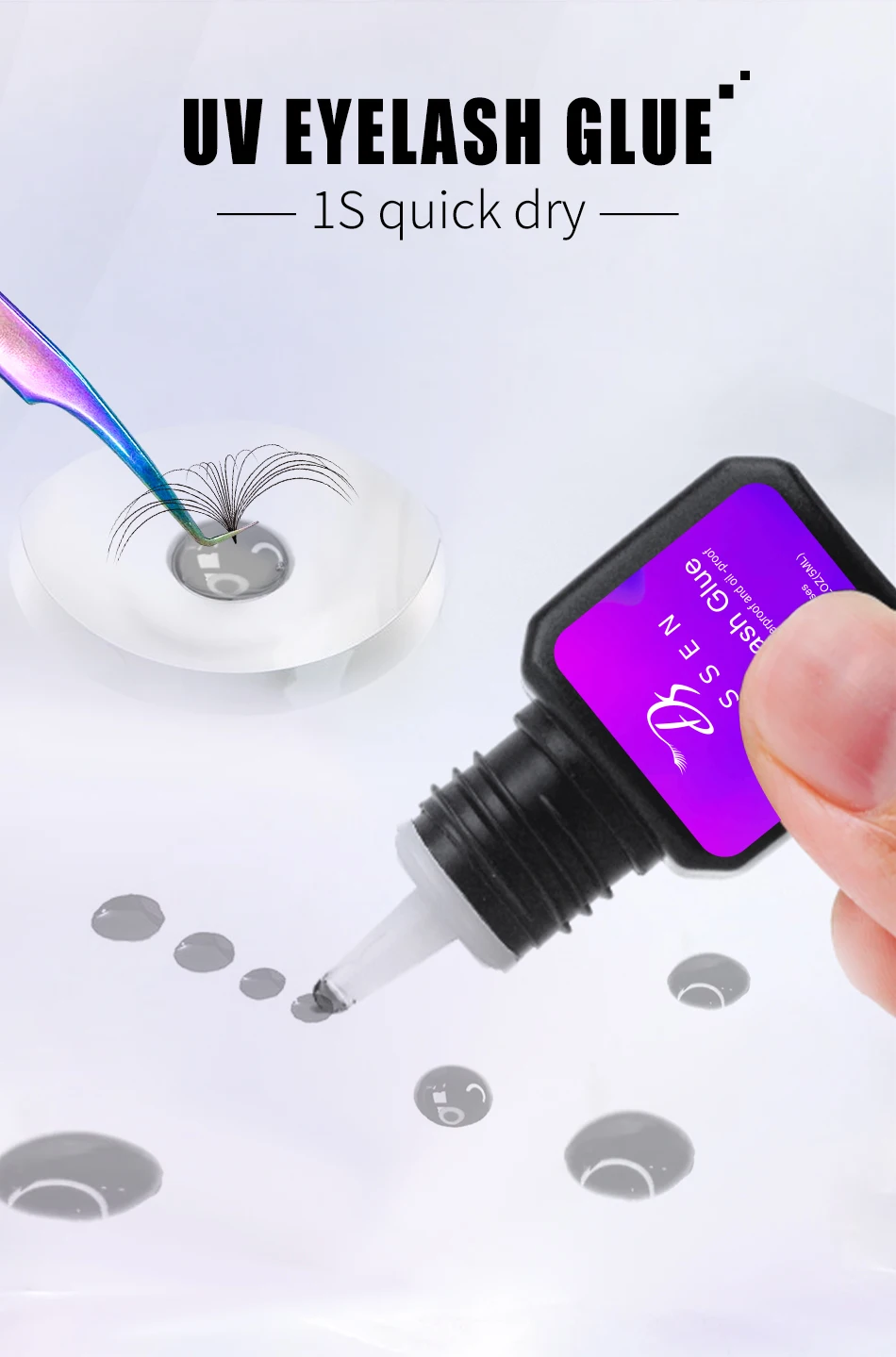 Dassen 5ml UV-Wimpernverlängerungskleber 1S Schnelltrocknend Starker Halt Langanhaltend Nicht-reizender Klebstoff für Nerz-Wimpern Professionell – Detail 3