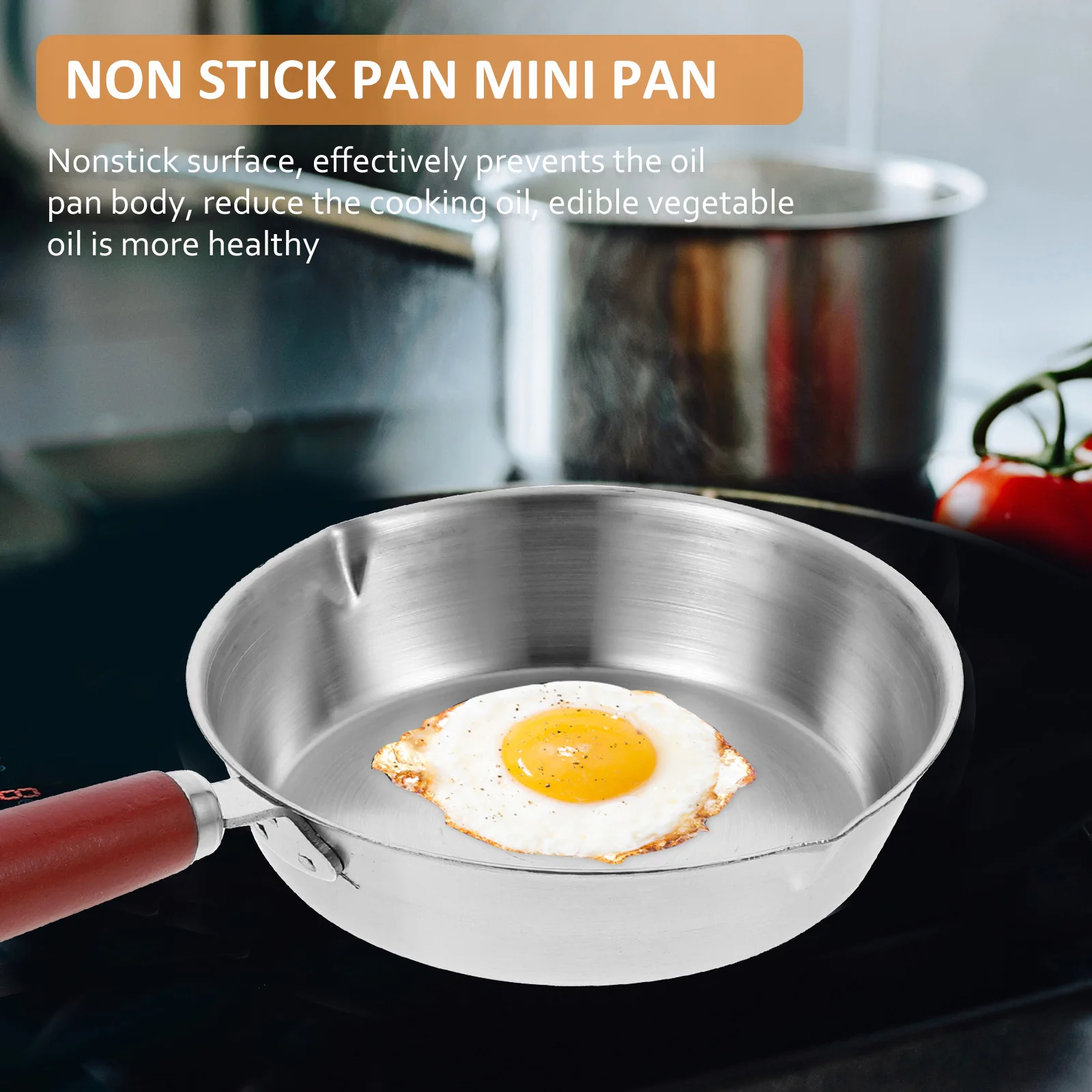 

Mini Nonstick Frying Pan Stainless Steel Small Egg Pan Lightweight Portable for Cooking Eggs Pancakes Omelets Kitchen Skillet