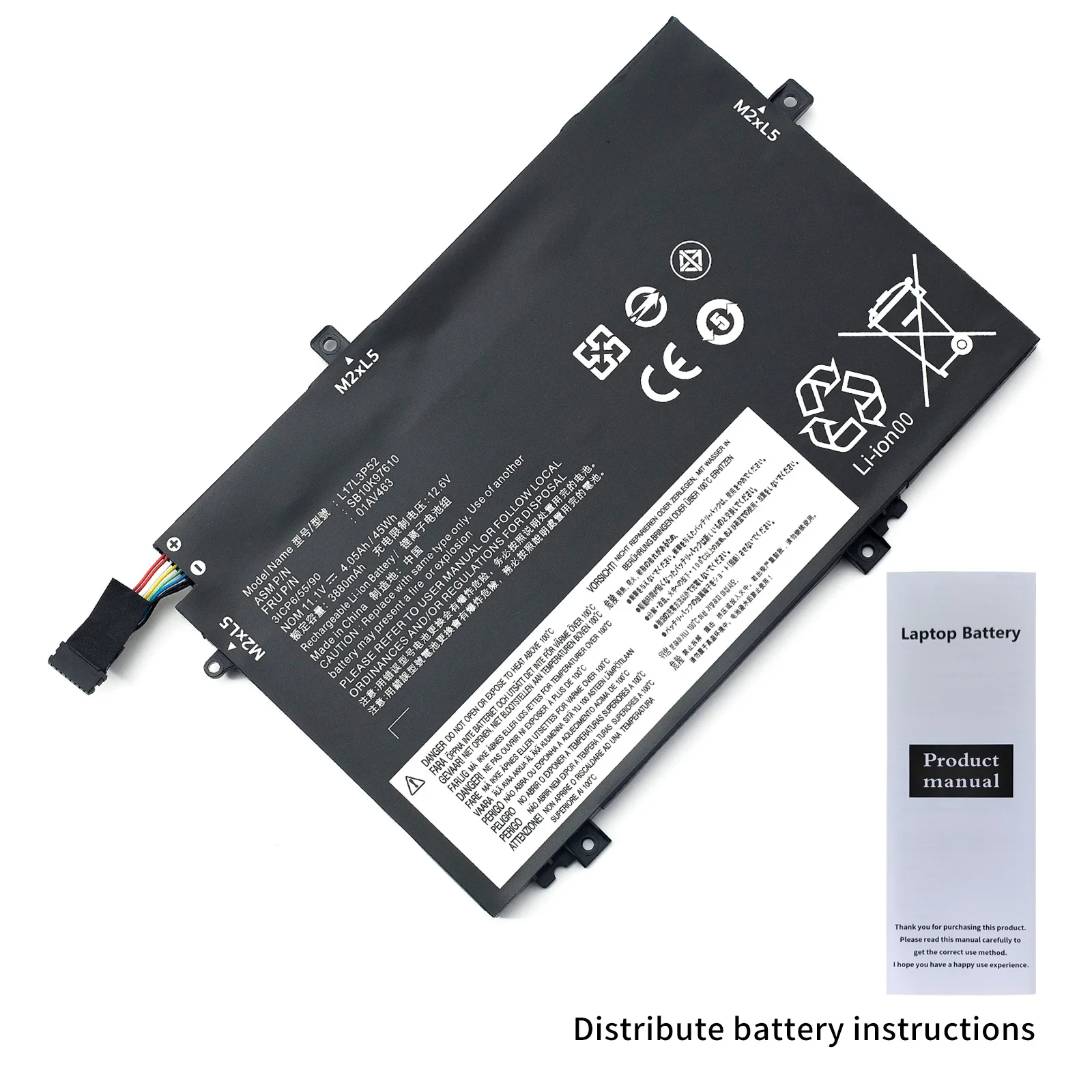 L17L3P52 pour Lenovo ThinkPad L480 L490 L580 L590 L14 L15 série batterie d'ordinateur portable 01AV464 L17M3P54 01AV465 L17C3P52 45Wh