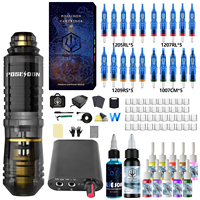 Tattoo Kit POSEIDON High Power Tattoo Pen Kit For Permanent Makeup Tattoo Machine Kit Transparent Tattoo Power Supply Tattoo Gun