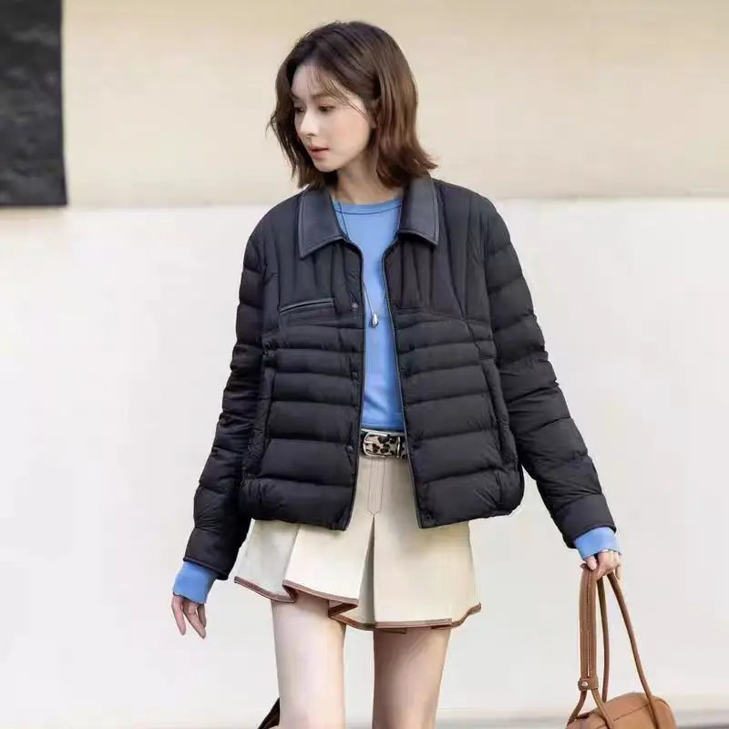

Модное теплое хлопковое стеганое пальто женское, зима 2026, новая легкая короткая куртка-пуховик, женские парки с лацканами, верхняя одежда, темпераментная верхняя одежда