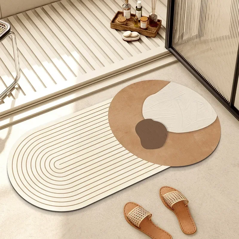 

Irregular Oval Carpet Living Room Carpets Super Absorbent Bath Mat Washable Rug Diatomite Bathroom Shower Door Mat Area Rug 카펫