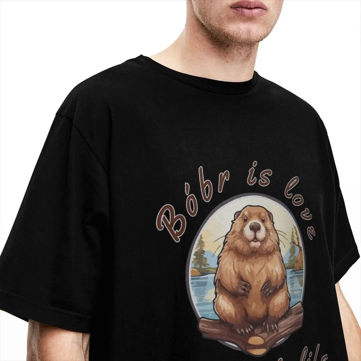 Bobr Is Love Kurwa Is Life T-Shirt Summer beaver meme Street Style T Shirts Cotton Hippie Tee Shirt For Men's Casual Clothes