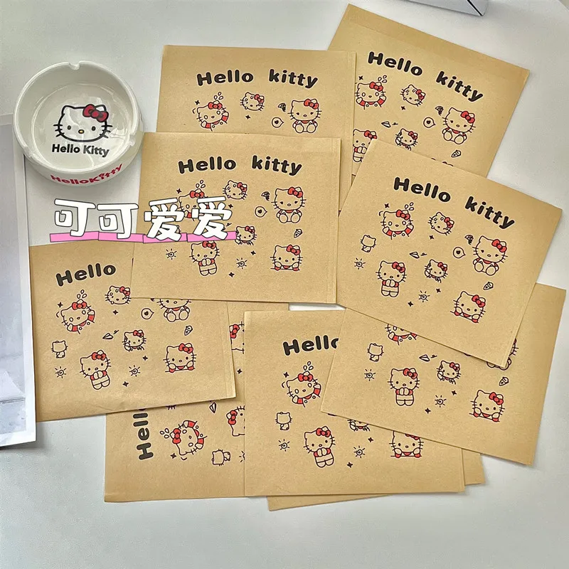 10Pcs Cartoon Hello Kitty Kraft Paper KT CatThickened Gift Bag Food Packaging Bags LargeCapacity Snacks Bags