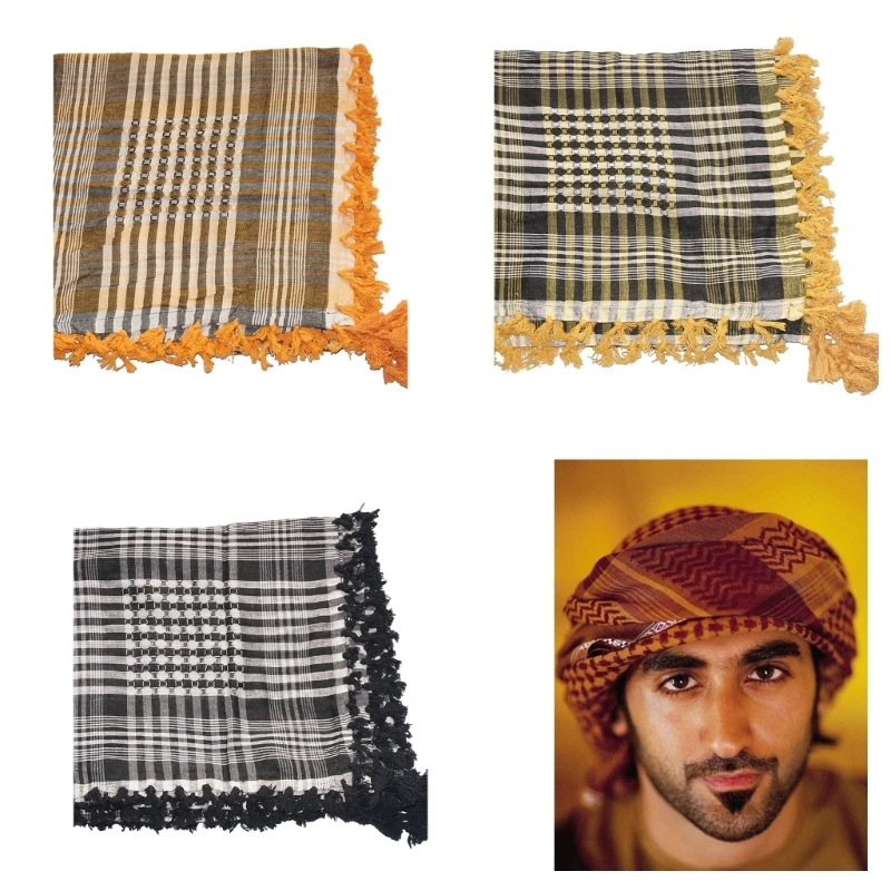 Middle East Adult Shemagh Scarf Arab Scarf Outdoor Tactically Turban Multi Purpose Head Wrap Cycling Dustproof Kerchief DXAA