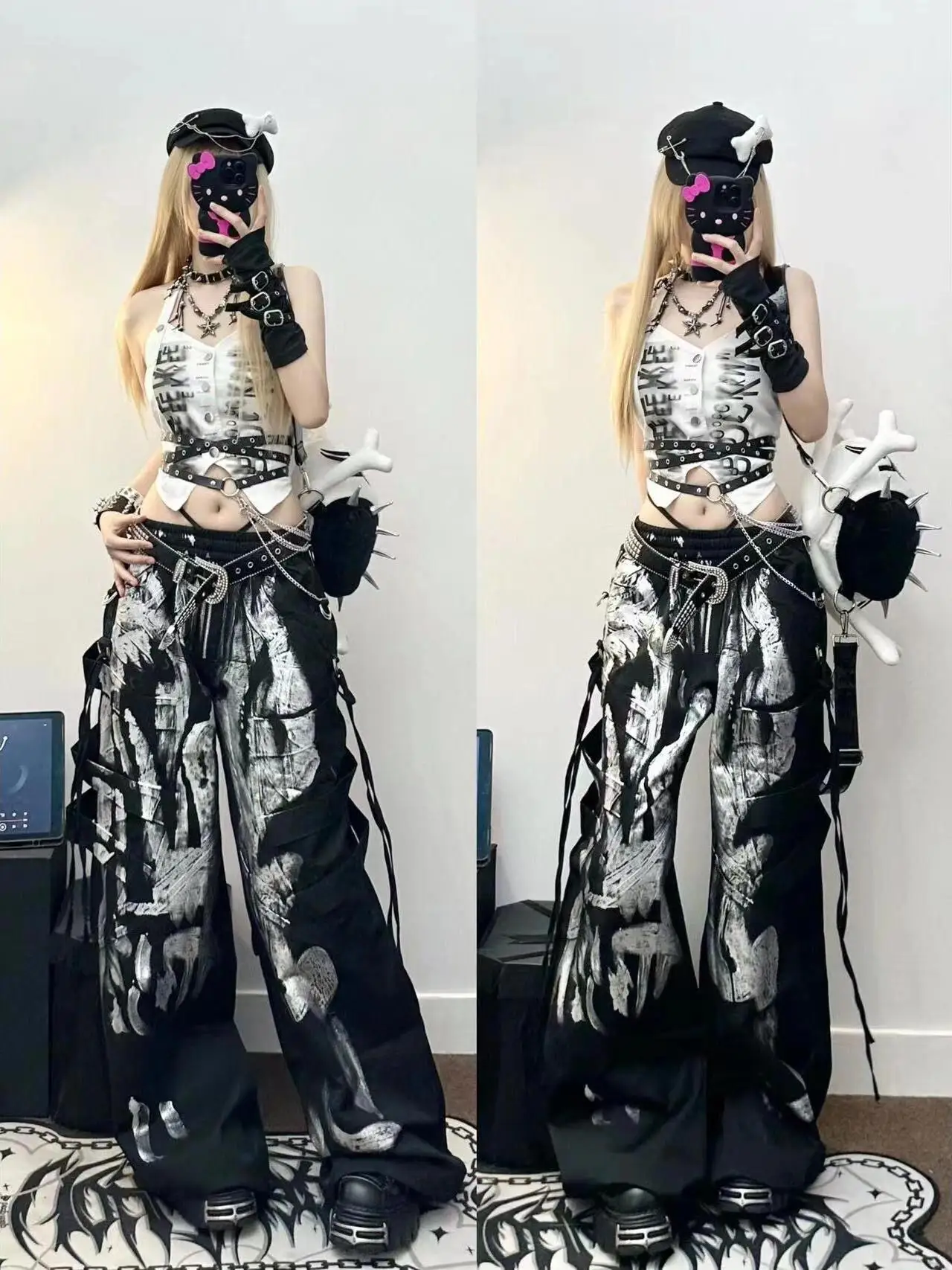 Drift Strap Drawstring Work Pants for Women in Spring 2025 with A Wide Leg Design