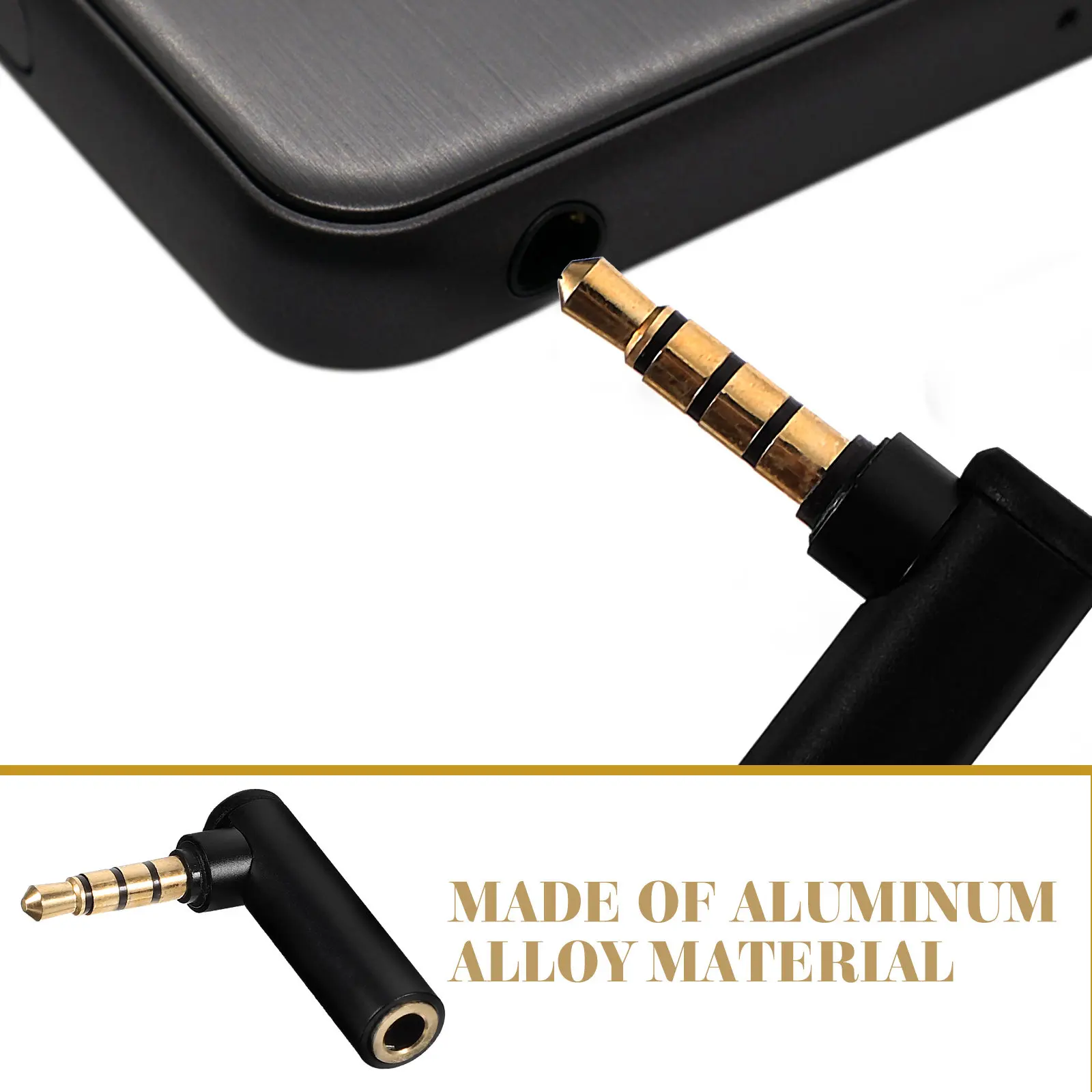 3 Point 5mm Male to Female 90 Degree Audio Adapter 5 Pack Gold Plated Aluminum Connector Phone Laptop