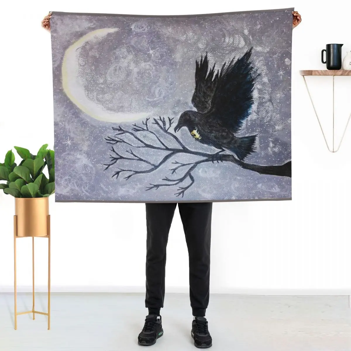 Raven Keyhole Throw Blanket valentine gift ideas Cute Luxury St Furrys Giant Sofa anime Blankets