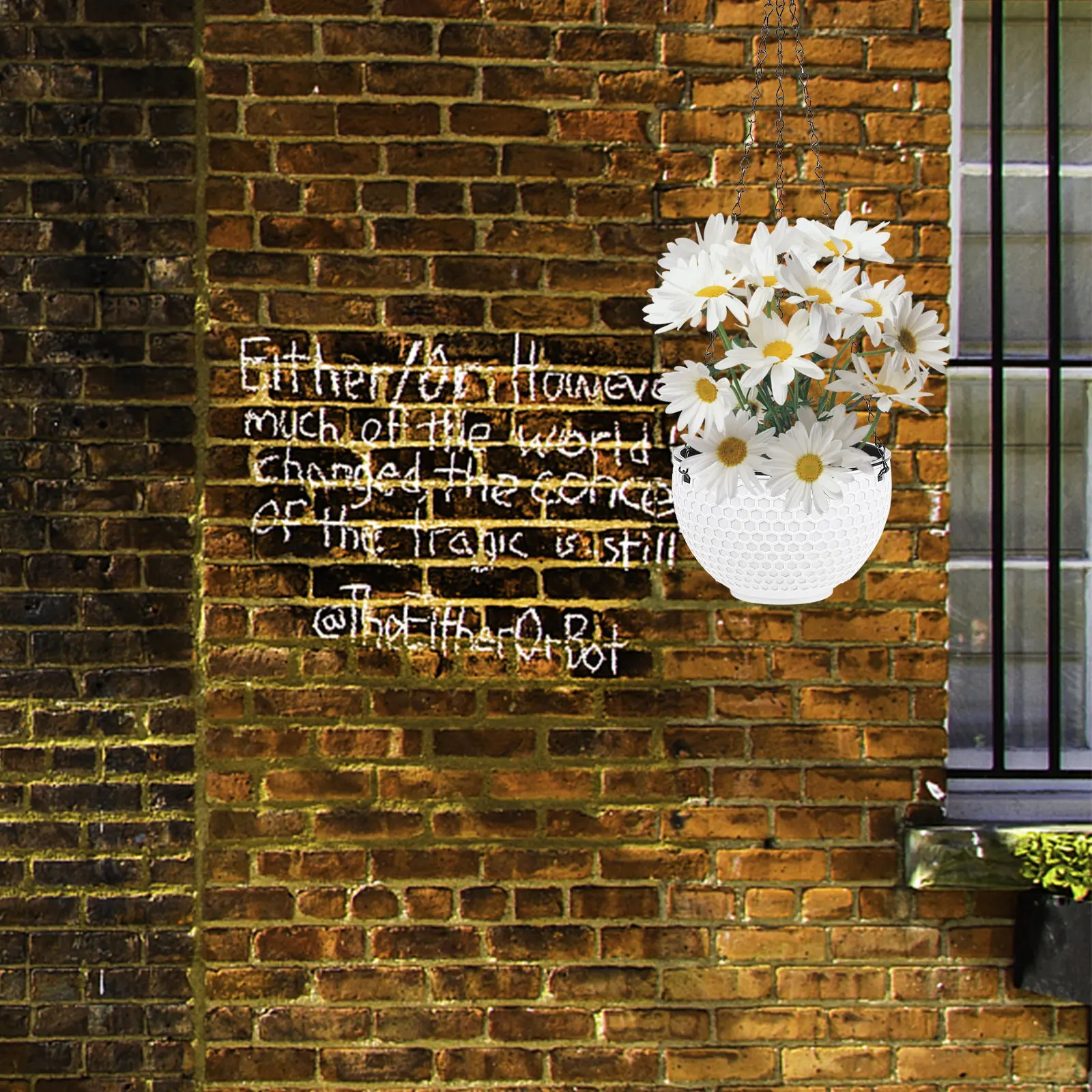 1Pcs Plastic Hanging Flowerpot Honeycomb Pattern Hanging Planter for Green Plants Living Room Bedroom Balcony Terrace Indoor