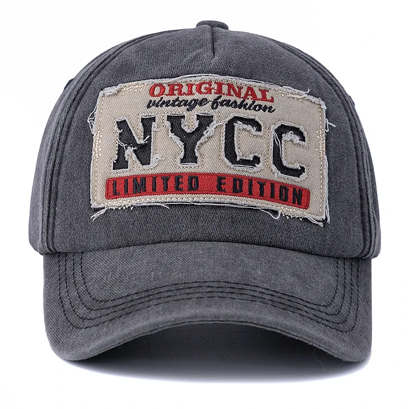 نمط جديد للجنسين غسلها القطن خمر قبعة بيسبول NYCC إلكتروني التطريز الرياضة في الهواء الطلق أبي قبعة للرجال والنساء