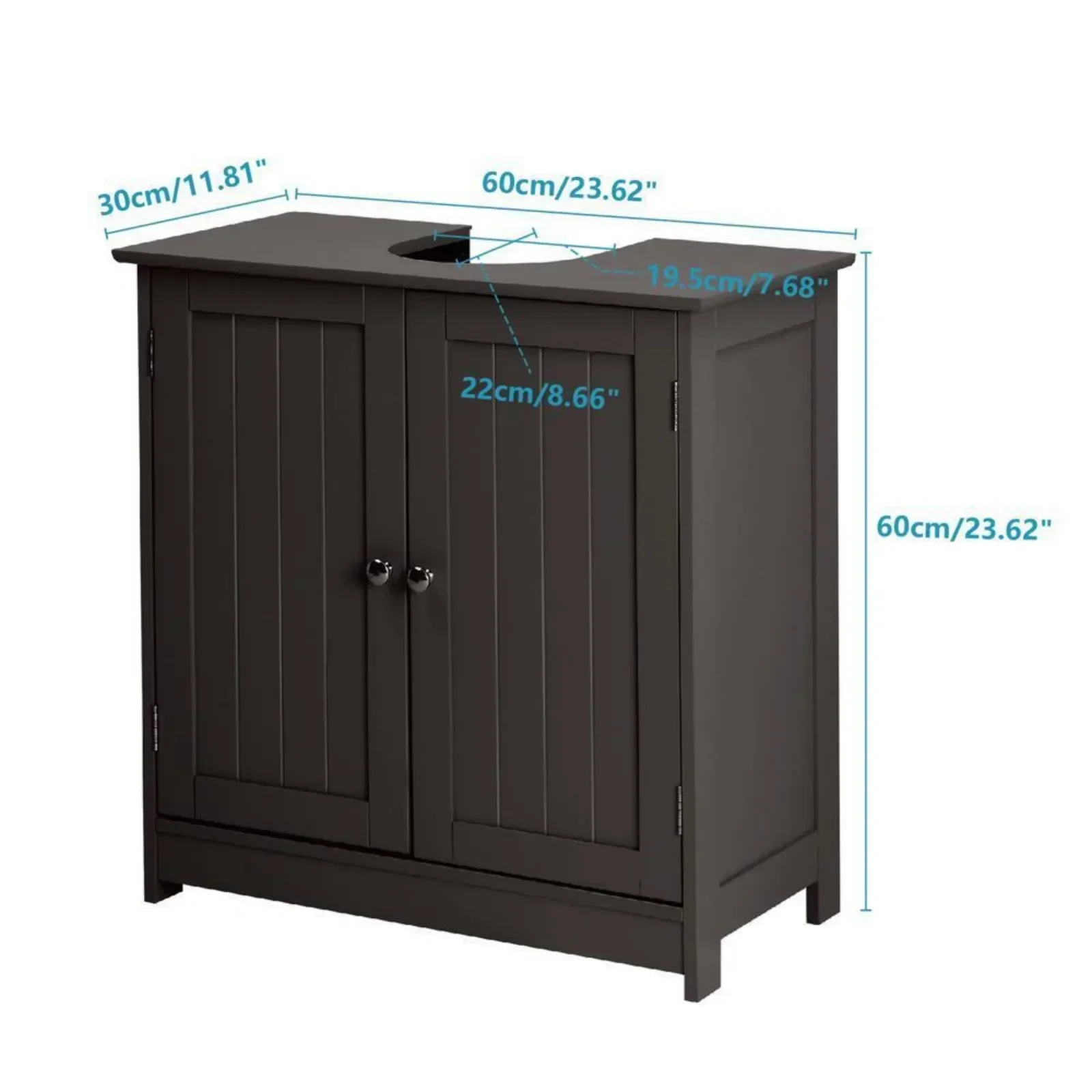 Gabinete de almacenamiento para lavabo con Pedestal de EE. UU., organizador de tocador de baño Espresso con gabinete de almacenamiento de 2 puertas y recorte en forma de U