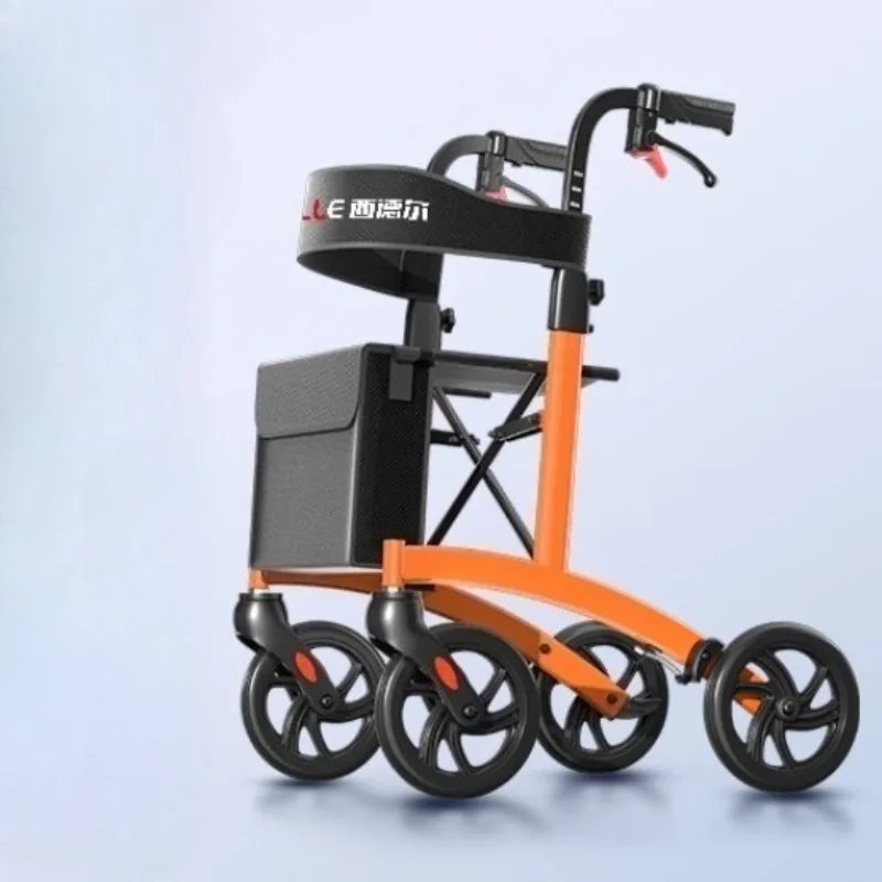 Leichte, faltbare Rehabilitations-Rollator-Gehhilfen für Senioren mit Sitz – rollender Gehhilfe für Erwachsene mit Bremsen, 300 Pfund Kapazität