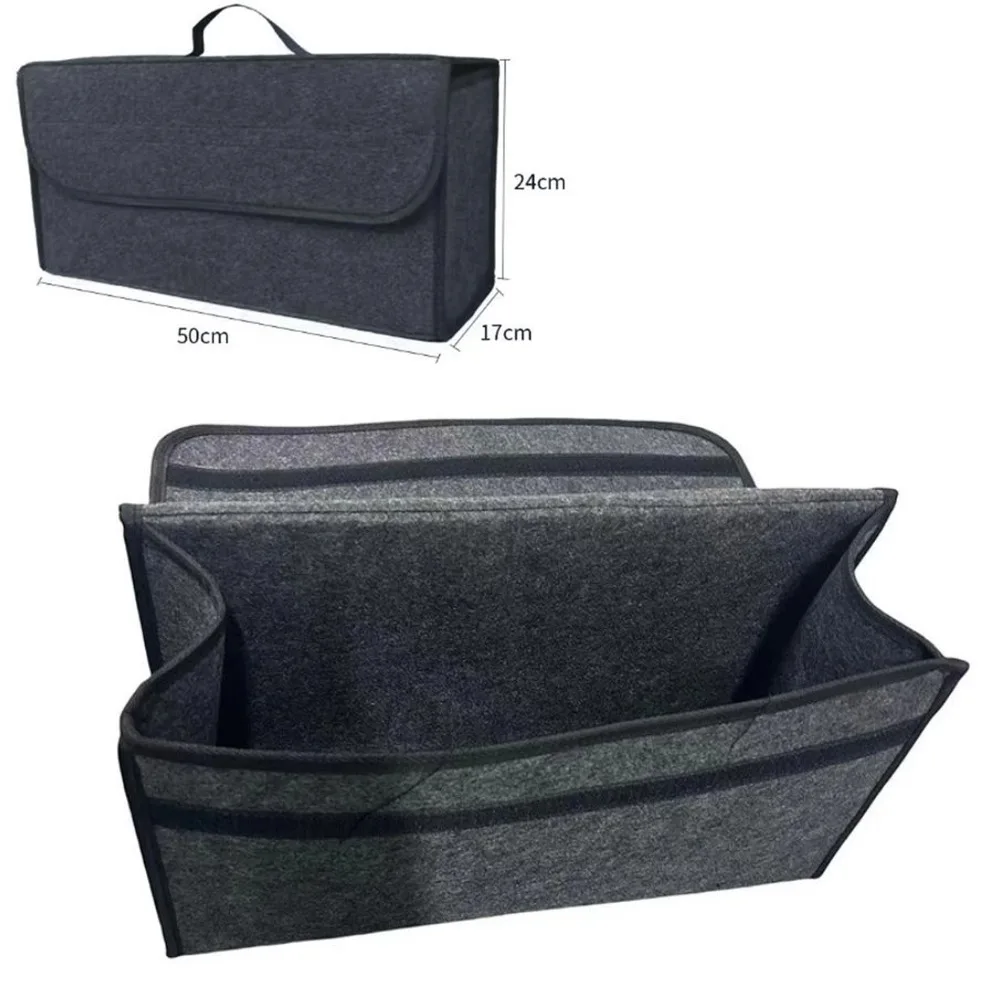 Organizador de Maletero para Auto, Bolsa de Almacenamiento de Fieltro de Gran Capacidad, Organizador de Maletero Plegable y Portátil, Accesorio de Almacenamiento para Auto