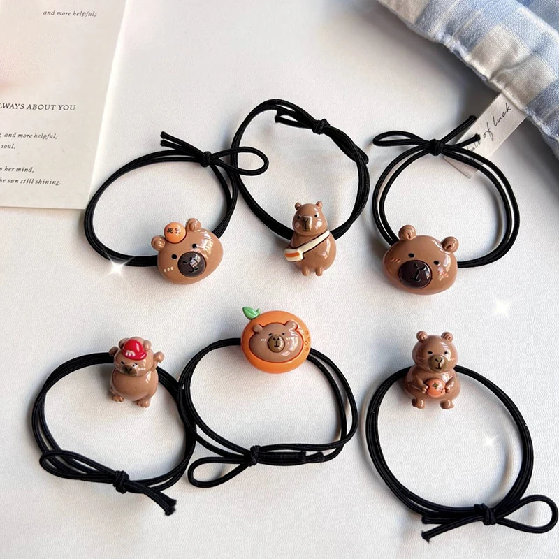 Cute Cartoon Capybara Hair Rope Hair Bands For Girls Lovely Elastic Hair Ties Ponytail Holders Hair Accessories