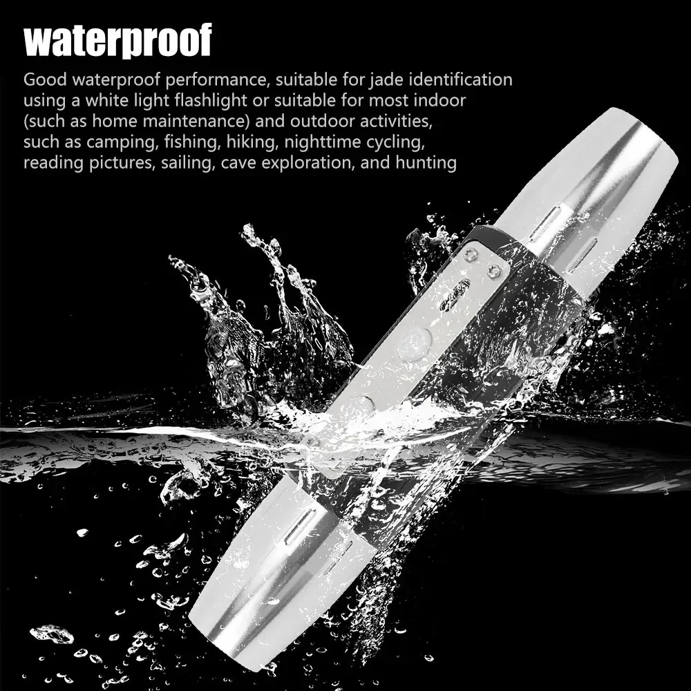 Special Strong Light Flashlight for Jade Jewelry Identification Flashlights USB Rechargeable 6 Colors Lights Torch