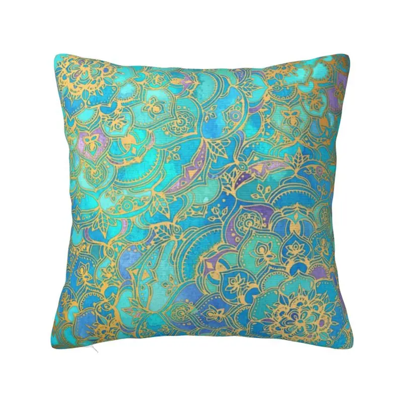 Custom Sapphire Jade Stained Glass Mandalas Pillow Case Buddhism Aum Yoga Meditation Modern Cushion Cover Car Pillowcase