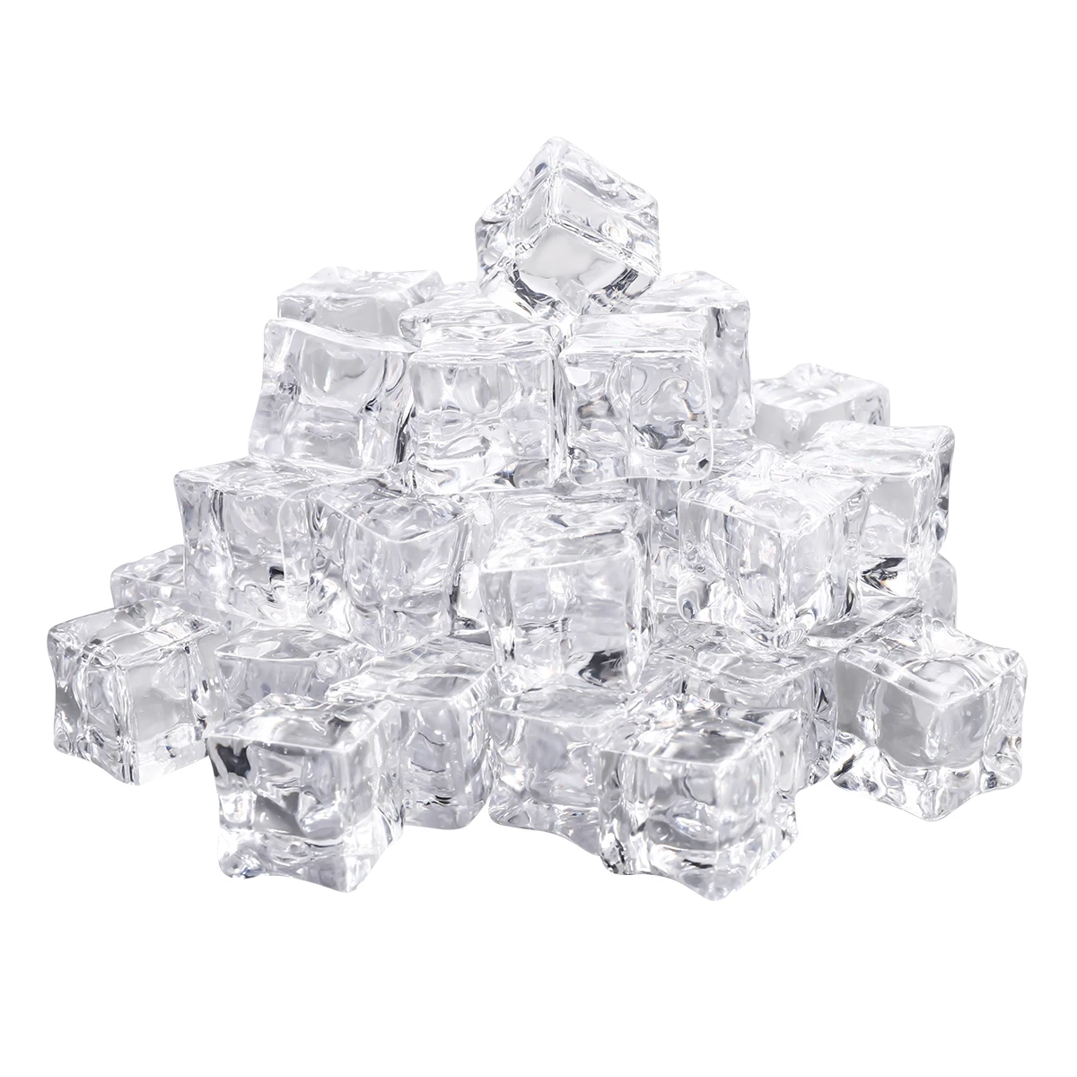 

50pcs 50 Pieces Clear Acrylic Fake Ice Cubes Artificial Vase Fillers Decorative Display Props for Cake Coffee Shop Photography