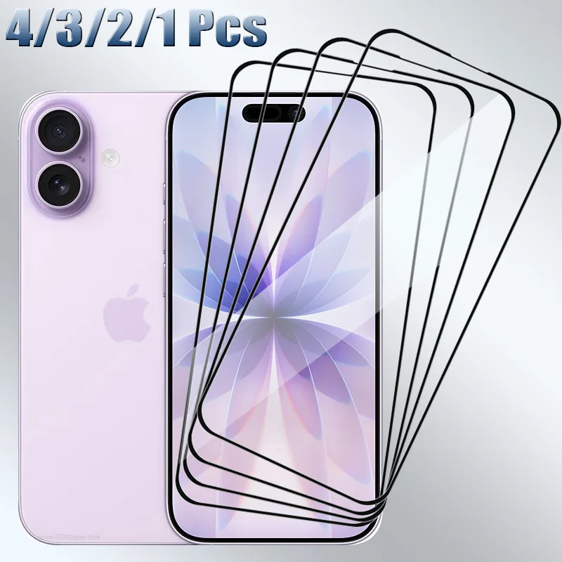 Pegamento completo para Apple iphone 17 Protector de pantalla de vidrio 9H claramente antiarañazos cubierta completa de vidrio templado 4/3/2/1 Uds