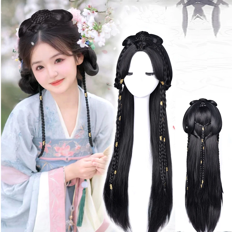 XIYUE long straight Synthetic Chinese constum Wig Long Straight Vintage Wig Cosplay Hanfu Modelling Wig Ancient Style