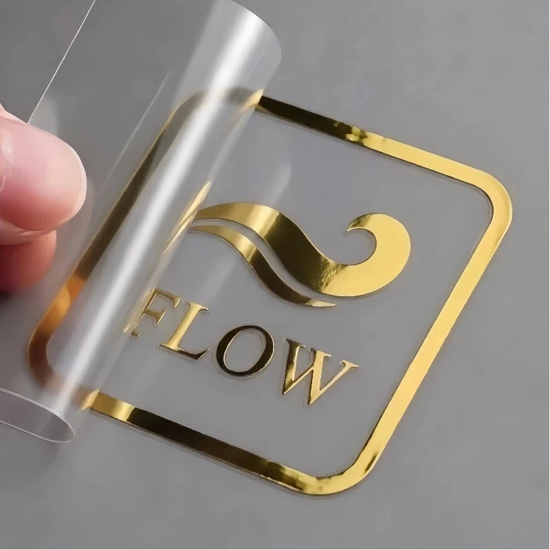100Pcs Custom Stickers 3D Metal Personalized Gold Silver Transfer Sticker Customized Wedding Label Company Brand DTF Waterproof